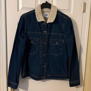 Old Navy Dark Blue Fur Lined Jean Jacket